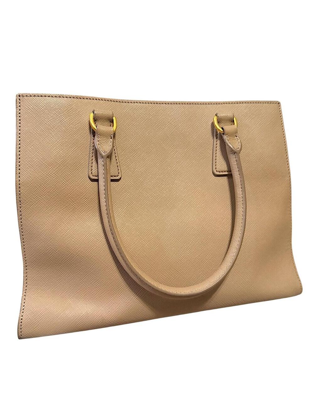 Prada Galleria Double Zip Saffiano Leather Tote Bag Nude Beige Blush Pink Large - Picture 2 of 13